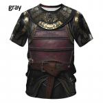 Keskaegne armor 3D prindiga T-s&auml;rk Meeste vabaaja naljakas &uuml;mara kaelusega l&uuml;hikeste varrukatega T-s&auml;rk 4XL