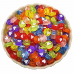 100 tk 7 mm s&uuml;damekujulised ehted, mis valmistatakse ise l&auml;bipaistvast akr&uuml;&uuml;list lahtiste helmestega ripatsiga kaelakee k&auml;ev&otilde;ru mitmev&auml;rviline