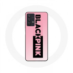 &Uuml;mbris Samsung galaxy A32 5G Blackpink K-popi grupi logoga must roosa roosa taust