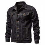 Kevad Meeste &Uuml;hev&auml;rvilised Rev&auml;&auml;riga Denimjakid Mood Mootorrattajakid Meestele Slim Fit Puuvillased Vabaaja Mantlid XXXXXL must