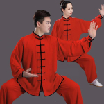 R&otilde;ivad Lahtised Hiina Traditsioonilised Tang &Uuml;likonnad Kung Fu R&otilde;ivad Retro Ida &Uuml;likond Unisex Tai Chi Elastne V&ouml;&ouml;koht Viskoos Koduriided XXXL red