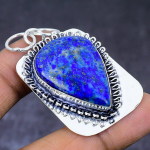 Natural Lapis Lazuli Gemstone 925 Steling Silver Jewelry Pendant 2.09 k4q17