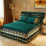 Crystal Velvet pitsist voodi seelik paksendatud soe tepitud voodikate madrats kaitsekate 1,5 M1,8 M 2,0 180*220cm 3pcs