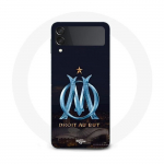 Coque Samsung Galaxy Z Flip4 OM logo bleu et dor&eacute;e stade