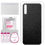apgo Protective Skin Sticker for the back compatible with Huawei Y8p, Wrap Film, Foil, Vinyl - Pattern Black Honeycomb