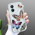 Armas koomiksimustriga kreemjas tekstuuriga korpus, lainelise servaga pehme silikoonkaanega telefoni&uuml;mbris Vivo jaoks Vivo S1 valge