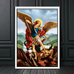 St. Peaingel Miikael Vintage plakatitr&uuml;kid elutoa kodukaunistuseks Kristlik religioon Ingli l&otilde;uend Seinakunst 60x80cm No Framed