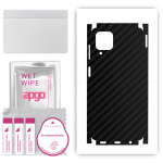 apgo Protective Skin Sticker for the back+sides compatible with Samsung Galaxy F12, Full Wrap Film, Foil, Vinyl - Pattern Carbon Black