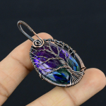 Natural Bi Color Tourmaline Gemstone Copper Wire Wrap Jewely Pendant 2.4 o2q02