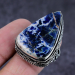Natural Sodalite Gemstone Handmade 925 Sterling Silver Jewelry Ring Size 8 j5f97