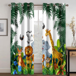 Laste lemmikloomade maailma animatsioonisarja p&auml;ikesekaitsekardinad 2 t&uuml;kki elutuppa, magamistuppa, kodu kaunistamiseks 135W185H(CM)53x73in&Grommet Top