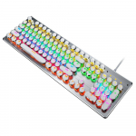 104 klahviga juhtmega mehaaniline klaviatuur sinine l&uuml;liti ergonoomiline disain RGB taustvalgus mitu valgustust valge