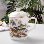 Luksuslik granaat&otilde;unakruus, &uuml;likvaliteetne peen luu Hiina portselankruusid valge 16 untsi 500 ml kaanega keraamiline kruus Espresso Garden D(401-500ml)