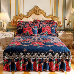 Luksuslik tr&uuml;kitud flanellist tepitud voodikate King Queen Pehme peen sametvoodi seelik Romantiline voodikate, ei kuulu komplekti. Padjap&uuml;&uuml;r Only 2pcs Pillowcase