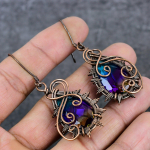Natural Bi-Color Tourmaline Copper Wire Wrap Gift Jewelry Earring 2.40 j6j00