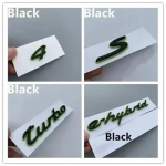 Auto logo tagumine kere t&auml;ht leht segatud pagasiruumi logo kleebis Porsche Paramera 4 S Cayenne'i roheliste autode kaunistustarvikute jaoks e-hybrid must