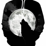 Wolf Graphic meeste 3D-printidega pullover Streetwear kapuutsid Tumeroheline roheline pikkade varrukatega kapuutsiga kevad- ja s&uuml;gisene disainer 2XL