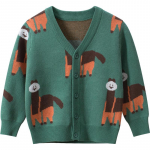 Poiste kardigan V-kaelusega laste multifilmiga sviiter pikkade varrukatega s&uuml;gise soe kootud &uuml;ler&otilde;ivad 110cm roheline