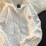 Naiste dressipluus, kapuuts, moodne lahtine vahvliga &uuml;laosa &uuml;hev&auml;rviline pikkade varrukatega kardiganjakk XXL valge