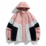 Mehed Patchwork Tuulejoped Kapuutsiga jakid Mantlid Vihmakindlad &Uuml;ler&otilde;ivad Kevad-S&uuml;gis Paar &Otilde;ues Matkajope 2XL roosa