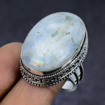 Rainbow Moonstone Gemstone 925 Sterling Silver gift Jewelry Ring Size 10 H6U31