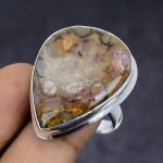 Fossil Coral Gemstone 925 Sterling Silver gift Jewelry Ring Size 9.5 h0f25
