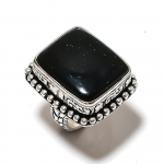 Black Onyx Gemstone Handmade 925 Sterling Silver Jewelry Ring Size 9 n9s04