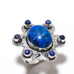 Natural Lapis Lazuli Gemstone Handmade 925 Sterling Silver Ring Size 10 y0d46