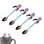4 tk Mini Cat Kitty teesupp Suhkru magustoit Maitsestuslusikas Rippuv roostevabast terasest kohvilusikas Teelusikas K&ouml;&ouml;gividin One Size