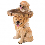 Aiakoera skulptuur, mida on lihtne teisaldada, seisev lindude toitja linnuvann veekindel mini aiakujud. kaunistus muruaia sisekujunduseks pruun