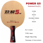 DHS POWER G5 G5X lauatennise tera 5 puidust 2 vahelduvvoolu lauatennise tera loop ajam koos originaalkarbiga Fast Attack pingpongi aluspuiduga P-G5 FL grip