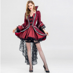 Must Punane Vampiirikost&uuml;&uuml;m Naistele N&otilde;ia Cosplay Kleit Halloween Kuninganna &Otilde;htukleit Pikk Kleit Pitsist Smoking Kleidikomplektid s