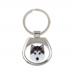 Siberian Husky, Chukcha - geometric keychain with a photo and the inscription Art-Dog