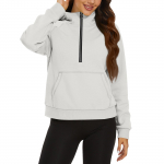 Naiste vabaajamoe &uuml;hev&auml;rviline t&otilde;mblukuga vaba pikkade varrukatega tasku kapuutsiga kampsun S