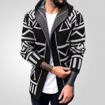 Kapuutsiga kampsunkardiganid meestele Pikk &uuml;lem&otilde;&otilde;duline kampsun Pikkade varrukatega kootud avatud esiosaga kardiganid Meeste s&uuml;gis-talvised kootud kampsunid Jakk Pealisr&otilde;ivad XL must