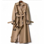 Elegantsed naised Briti jakid Mood S&uuml;gis-talvine laiahaardeline t&auml;navariietus Midi-mantlid vabaaja kontoris Daami n&ouml;&ouml;biga &otilde;huke &scaron;ikk mantel 4XL khaki