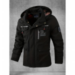 Meeste Softshell jope, kevad- ja s&uuml;gisene mitme taskuga kapuutsiga jope, vee- ja tuulekindel v&auml;lijope matkamiseks ja telkimiseks XL