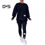 2 tk/komplekt Naiste topp ja p&uuml;ksid &Uuml;likond &Uuml;mar kaelus Pikkade varrukatega L&otilde;hikuga &auml;&auml;ris Pusakomplekt Elastne v&ouml;&ouml;koht &Uuml;hev&auml;rviline Slim Fit P&uuml;ksid Talvine Igap&auml;evane R&otilde;ivaesemete Komplekt L roheline