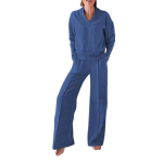 2 tk/komplekt Naiste &uuml;laosap&uuml;kste komplekt V kaelusega pikkade varrukatega avar dressipluus elastne v&ouml;&ouml;koht laia s&auml;&auml;rega dressip&uuml;ksid sportlik riietus s&uuml;gis vabaaja spordidress XXL blue