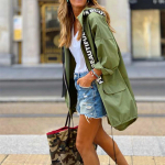 Naiste &uuml;hev&auml;rviline vaba vabaaja temperamendiga kapuutsiga Mackintoshi riidest tuulejope XL