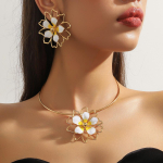 Moodne kaelakee naiste ehtekomplekti jaoks kollane