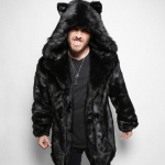 Euroopa ja Ameerika imitatsioonist kasukas meeste talvine vabaaja soe kasukas meeste pikk mantel L must