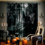 Lastetoa dekoratiivsed halloweenikardinad, &otilde;udusfilmi koljutr&uuml;kk, restoran, p&uuml;hadepidu W50X130H(CM)X2PCS&Grommet Top