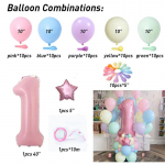 63pcs Pastel candy Pink 1st 2nd 3rd Foil Number Balloon set Macaron Latex Ballons Girl Princess baby shower Birthday Party decor Number 1&as photo