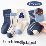 5 paari laste soojad keskmise toruga sokid Peter Bear v&auml;ga elastsed niiskust imavad ja hingavad koolisokid Naljakas kevad 9-14 years(19-23 cm)