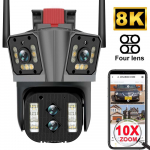 16MP 8K WiFi V&auml;listingimustes 10x Suum Neli Objektiivi AI J&auml;lgimine CCTV Kaamera PTZ Videoj&auml;revalve Nutikas Turvakaitse 8K Camera No Card