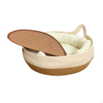 Kassivoodi Korv Kudumine Lemmikloomatarbed Hingav Magamispesa V&auml;ike Koer L with Pillow beige