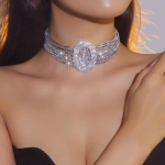 Isikup&auml;rastatud liialdatud l&auml;ikiv k&uuml;&uuml;niskett lai kristallist rangluukett mood geomeetrilise disainiga kaelakee pruudi kaelakee