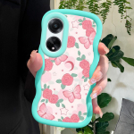 V&auml;rvitud muster Big Wave Edge pehme silikoon materjal Macaron telefoni &uuml;mbris p&otilde;rutuskindel kaitsev kummist &uuml;mbris OPPO Reno Realme jaoks OPPO A17K valge