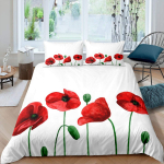 Lilleline tekikott moonidega Elavad kroonlehed Pungad Pastoraalne puhtus Looduskujundus Dekoratiivsed voodiriided Punane Roheline naistele t&auml;iskasvanutele 140x210cm 2pcs